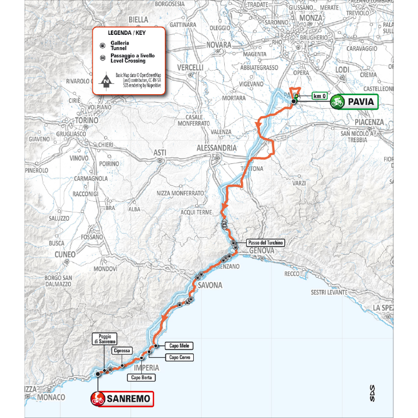 Planimetria/Map Milano-Sanremo 2026